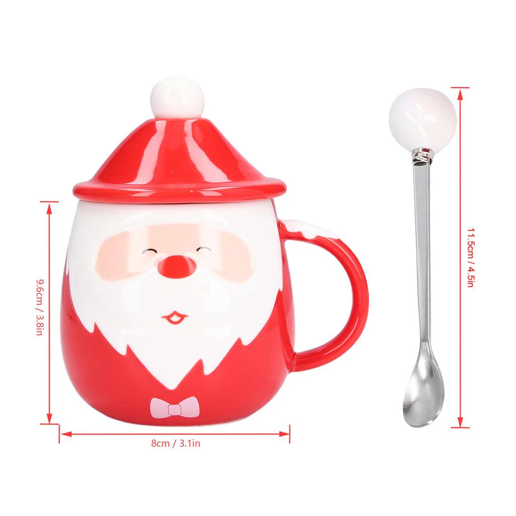 Рождественская чашка большой емкости, 450 мл, керамическая чашка для чая, молока, кофейная кружка с крышкой, ложка для дома