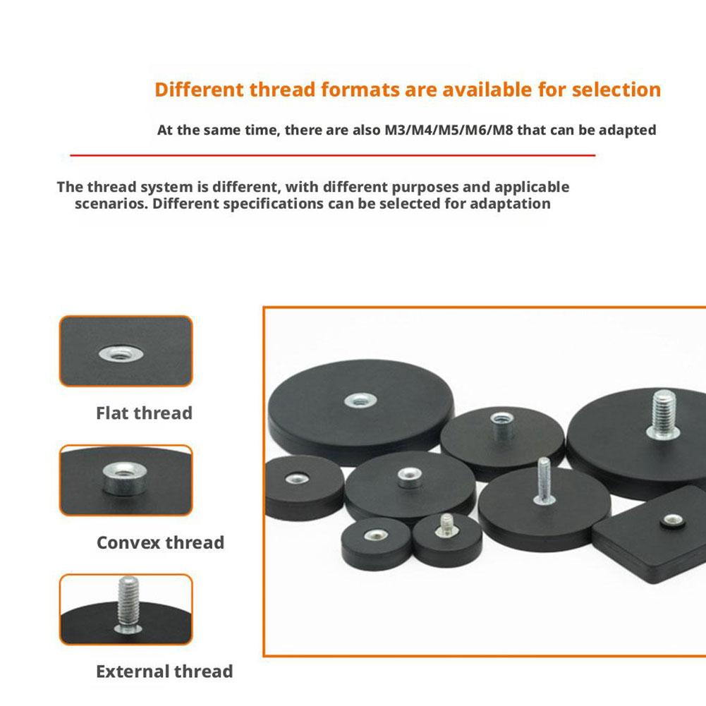 D88mm резиновый магнит M6/M8 с плоским основанием и присоской, устойчивый к царапинам магнит, прочное магнитное резиновое основание, неодим