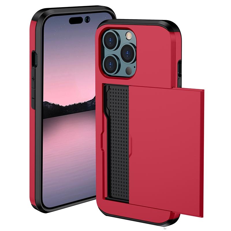 Ударопрочный тяжелый жесткий чехол с отделением для карт для iPhone 16 Pro Max 15 Pro Max 14 Pro Max