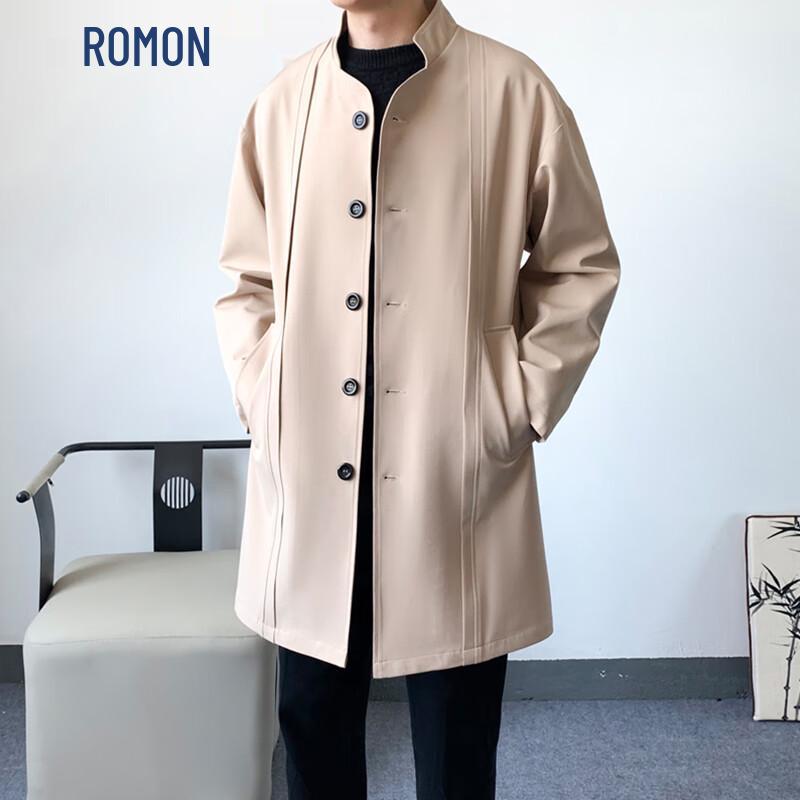 ROMON Мужское тренчкот средней длины с воротником-стойкой
