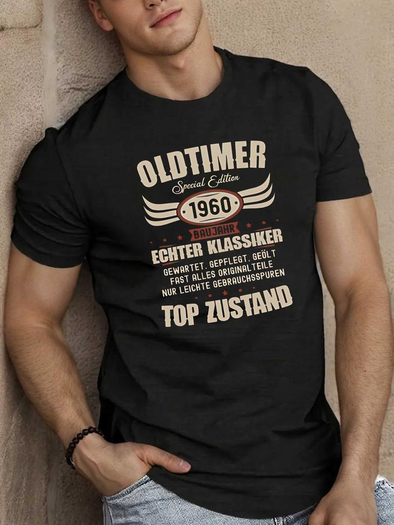 Мужская Повседневная Летняя Футболка Oldtimer Специальное Издание 1960 с Дизайном Винтажного Автомобиля и Крыльями Легкая Дышащая