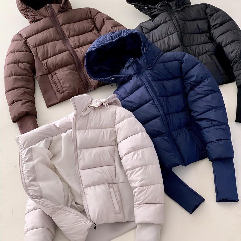 Womens Lightweight Short Puffer Jacket Hooded Slim Fit Warm Cotton Coat 2026 Winter Korean Style