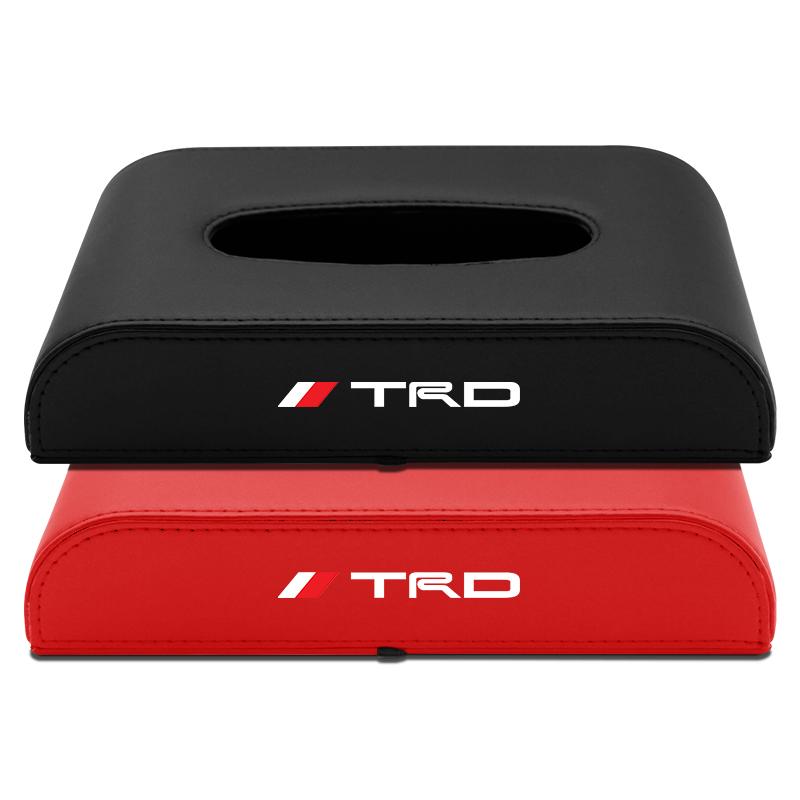 1pcs Car Tissue Box Holder Armrest Box Storage Case Emblem for Toyota TRD Corolla Camry Rav4 Yaris Hilux Prius Auris Car Accessories