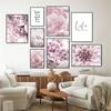 Nordic Pink Flower Posters Blossom Rose Peony Wall Art Canvas Painting Life Quote Wall Pictures For Living Room Decor HD0101