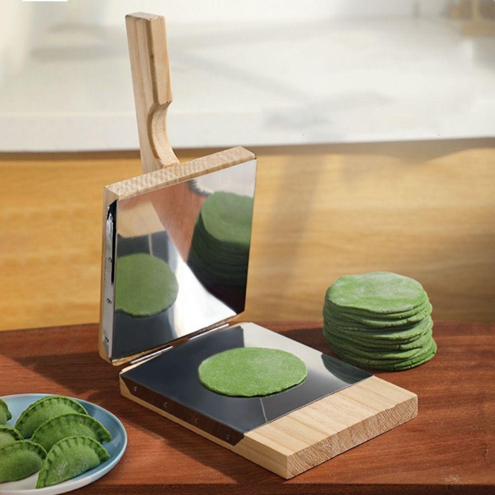 Non-stick Wooden Square Tortilla Presser Manual Dumpling Skin Presser Dough Presser  Baking