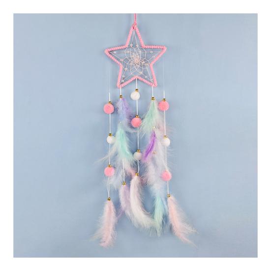 Красочные перья Ловец снов с полосой лампы Гостиная Спальня для Девочек Настенное искусство