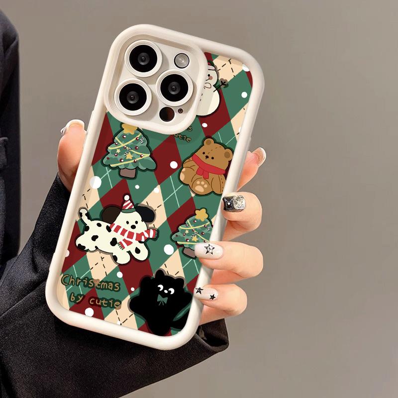 Рождественский чехол для iPhone 11 13 12 14 15 16 Pro Max XR XS Samsung A15 A55 A05 Redmi 12 13C OPPO A16 A18 A60 Reno 11 Vivo Y17S Y12 infinix note