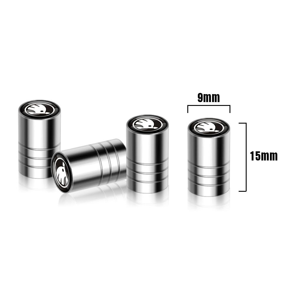 AAAJA1 4pcs Car Logo Wheel Tire Valve Stem Dust Caps Covers Accessories For Skoda S Yeti Fabia Octavia 3 2 a5 Kodiaq Karoq Rapid Superb