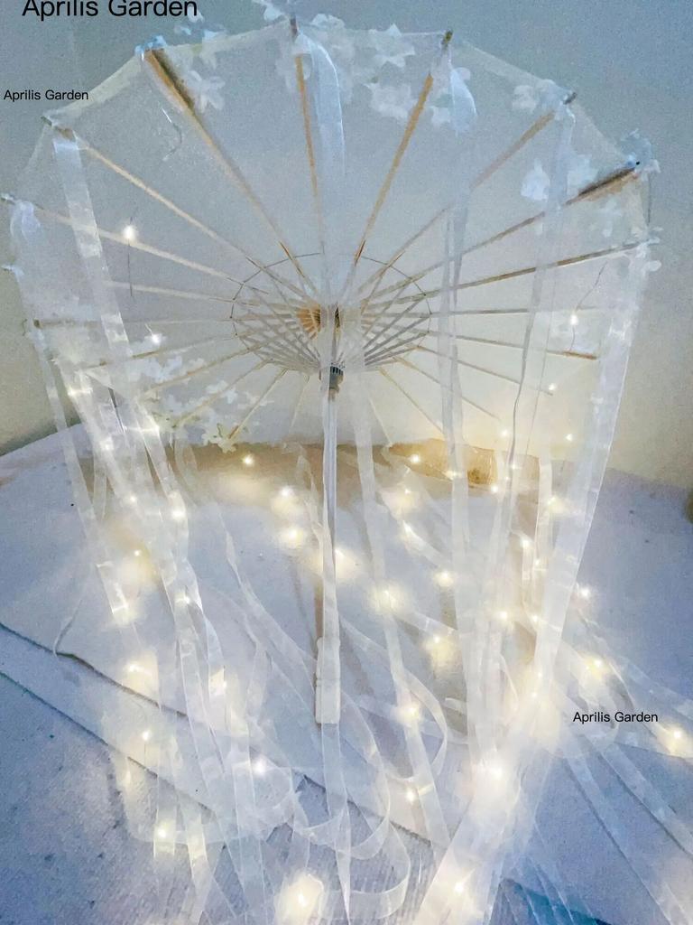 Светодиодная Пряжа Шелковая Ткань Кружево Декоративный Зонт Пляжный Зонт Принцесса Китайский Японский Зонт Драма Ремесло Зонт Косплей