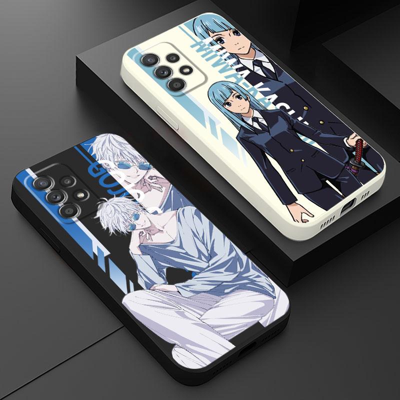Luxury Case For Samsung Galaxy A21s A71 A50 A01 A31 A03s A11 A02 A51 A70 M02s Anime Jujutsu Kaisen Tpu Square Liquid Cover