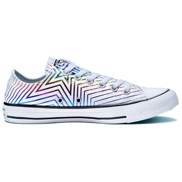 Converse Chuck Taylor All Star Exploding Star Low Top Casual Comfort Metallic Exploding Star Pattern Low Top Canvas Shoes Women Sneaker White 565440F