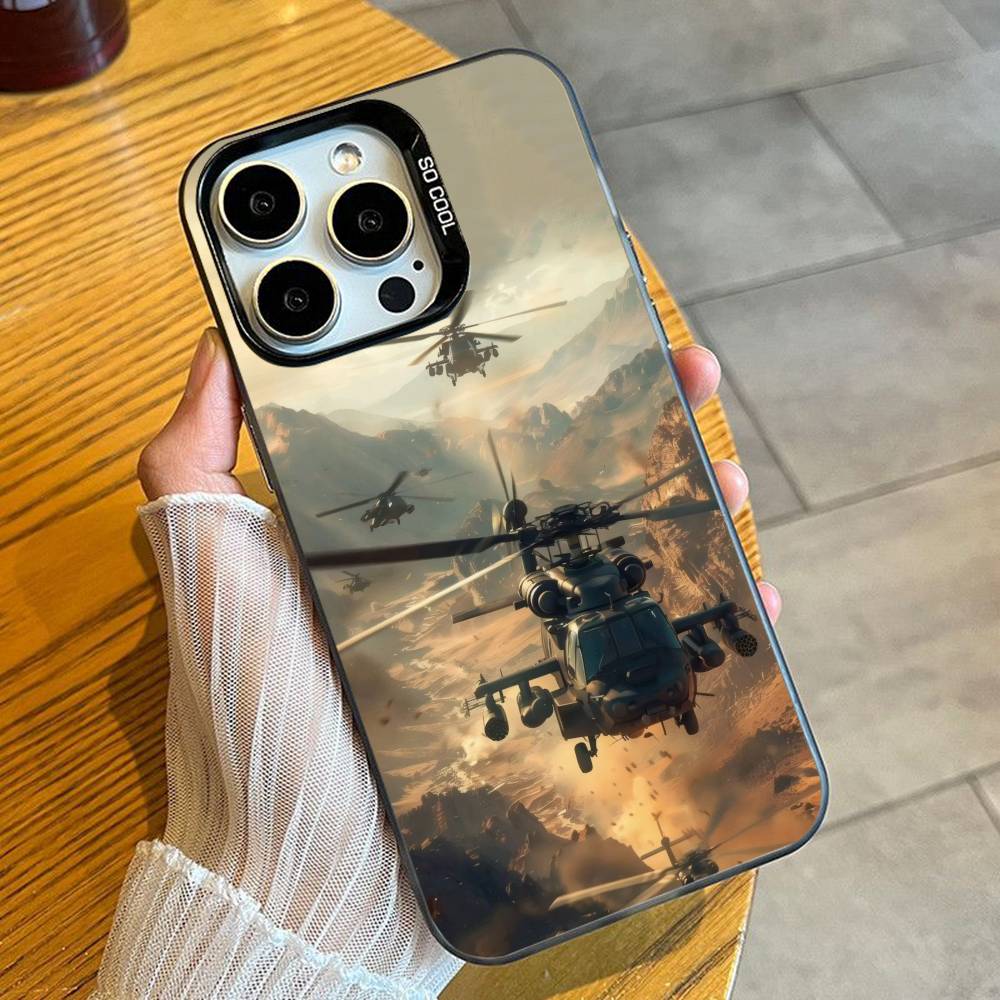 Чехол для телефона AH-64 A-Apache Longbow для iPhone 16 17 15 14 12 13 Pro Max Черный Конфетный Матовый Ударопрочный Чехол