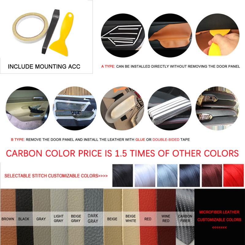 For Honda Accord 8th Gen 2008 2009 2010 2011 2012 Sedan 2pcs Microfiber Leather Car Door Armrest Panel Cover Interior Trim