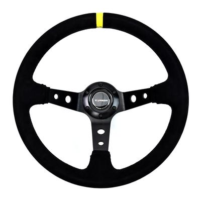 Рулевое колесо TIYPEOR Racing 350 мм, изготовленное из универсальной и удобной черной замши, подходит для модификаций классических автомобилей, картов, лодок и ралли.