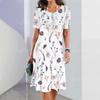 2025 New Ladies Floral Print Summer Elegant Dress Round Neck Short-sleeved Dress Fashion Oversized Clothes