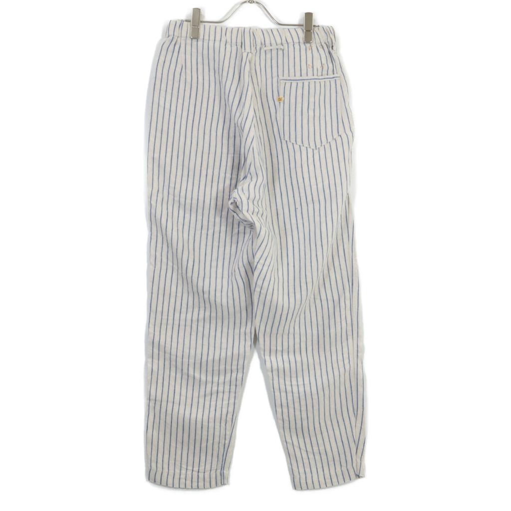 45R 8046084 Белый x Синий Индийский Лен Твил 908 Штаны Поппо Низ 1 Слоновая костьПодержанный