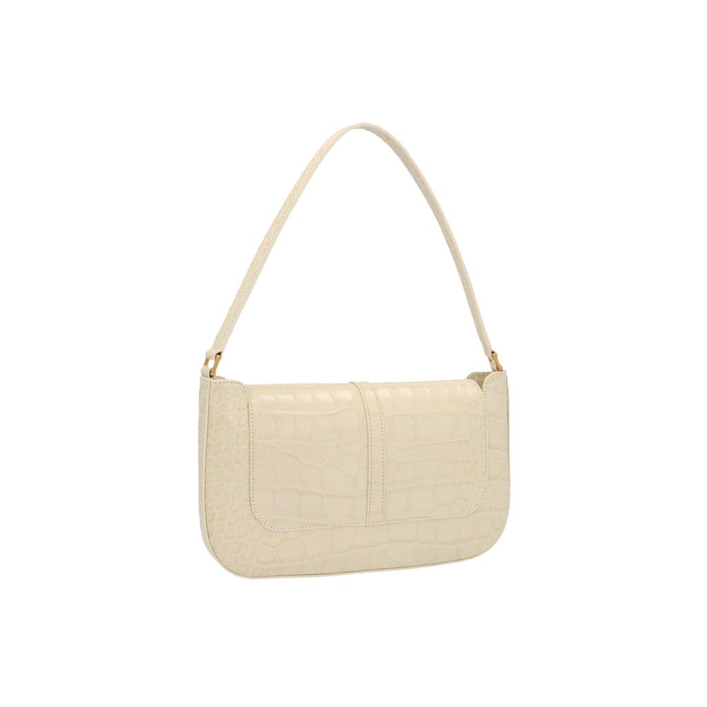 By Far Miranda Series Leather Crocodile Embossed Shoulder Bag Women Handbags Off-White 19FWMDASCEDMEDCE