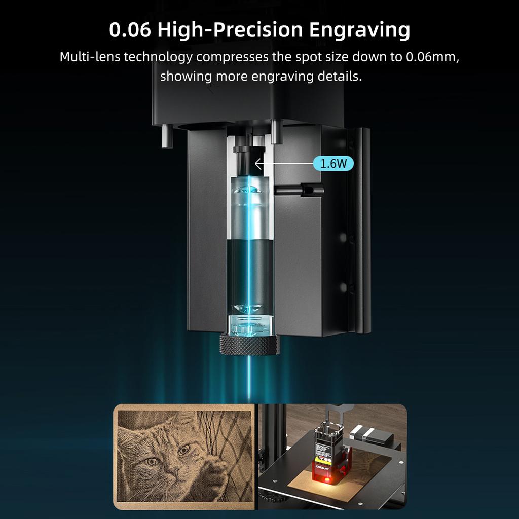 Лазерный модуль Creality 1,6 Вт, лазерное пятно 0,06x0,06 мм, совместимый с CR-10 Mini/Ender-2 Pro/Ender-3