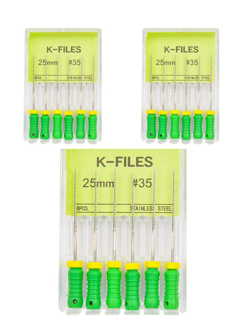 3boxes,6Pcs/Box Dental K Files 21mm/25mm Hand Use Files Stainless Steel Root Canal Files Dentistry Endodontic Instruments