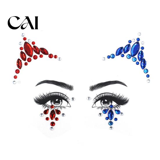 Holiday Makeup Ornaments Face Gems Temporary Tattoo Sticker, Faux Crystal Jewelry Gem Stickers Rhinestone Teardrop Eyeliner Decoration for Party, Rave