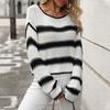 Women's Round Neck Color Matching Knitted Sweater Striped Loose Large Size Pullover Sweater Women
