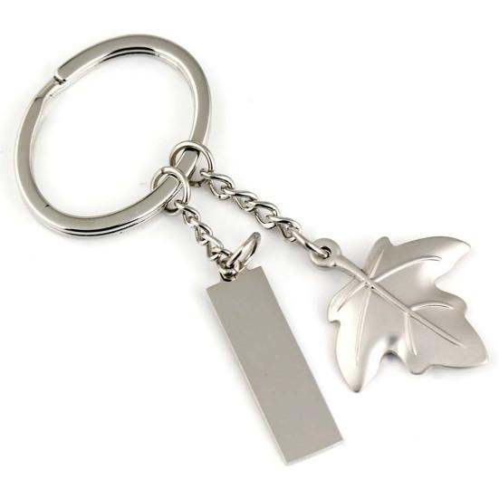 CANADA Letter Carved Maple Leaf Pendant Keychain Key Ring Holder