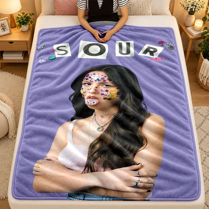 Flannel BlanketOlivia Rodrigo Warm Soft Throw Blanket for Indoor Sofa Bed Living Room Use