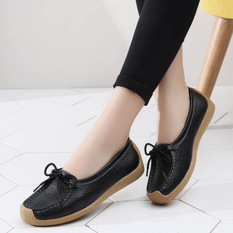 Women Shoes Genuine Leather Ladies Shoes Female Shallow Casual Moccasins Woman Shoes Plus Size