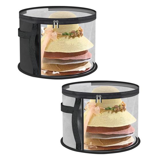 Oversized Clear Hat Storage Bag with Handle Zipper Closure Transparent Design Foldable Cowboy Hat Organizer Wide Brim Hat Case
