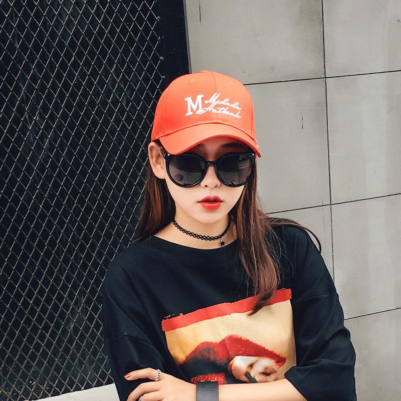 Hat Women's Baseball Cap Korean Style Versatile Trendy Sun Hat Hard Top Curved Brim Letters Embroidered Peaked Hat Men