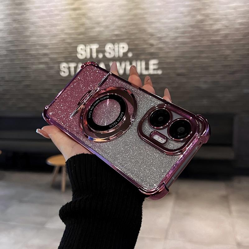 Luxury Glitter Holder Phone Case For Xiaomi POCO F7 X7 F6 X6 Pro M6 4G 5G F5 X5 F3 Luxury Plating Shockproof Soft Cover