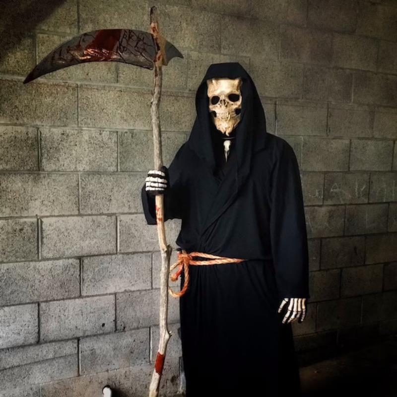 Человеческий череп, лицо, латексная маска, реалистичный Хэллоуин, скелет, нарядное платье, воин