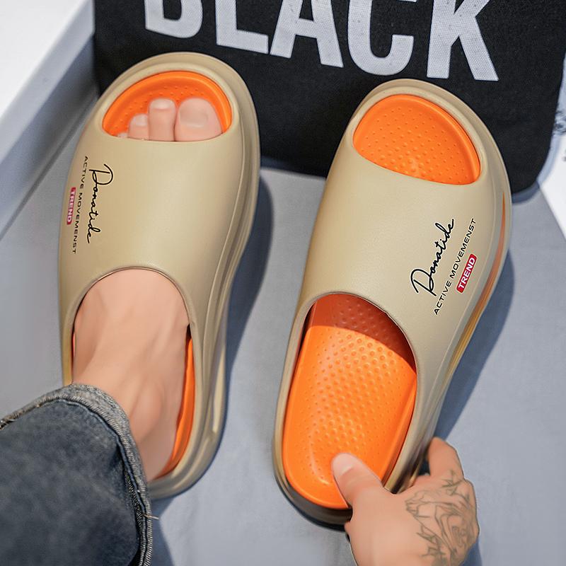 Летние мужские тапочки Нескользящие мужские сандалии Толстая мягкая платформа Домашняя обувь для помещений Душевые тапочки для ванной комнаты Уличная повседневная обувь