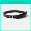 Solid Color Simple Rivet Decoration Women Casual Slim Waist Belt For Daily Use