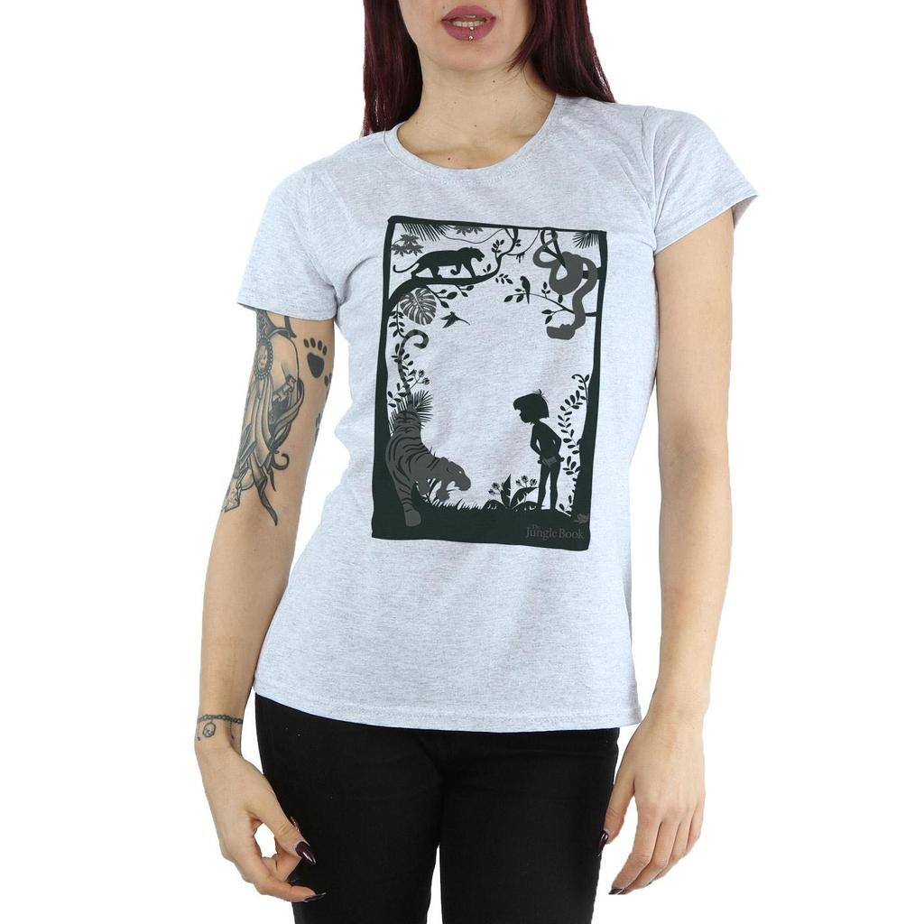 Disney Womens/Ladies The Jungle Book Silhouette Poster Cotton T-Shirt