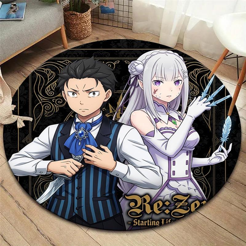 Re Zero Круглый ковер Ковер для гостиной спальни дивана игровой комнаты Декор Нескользящий коврик для пола