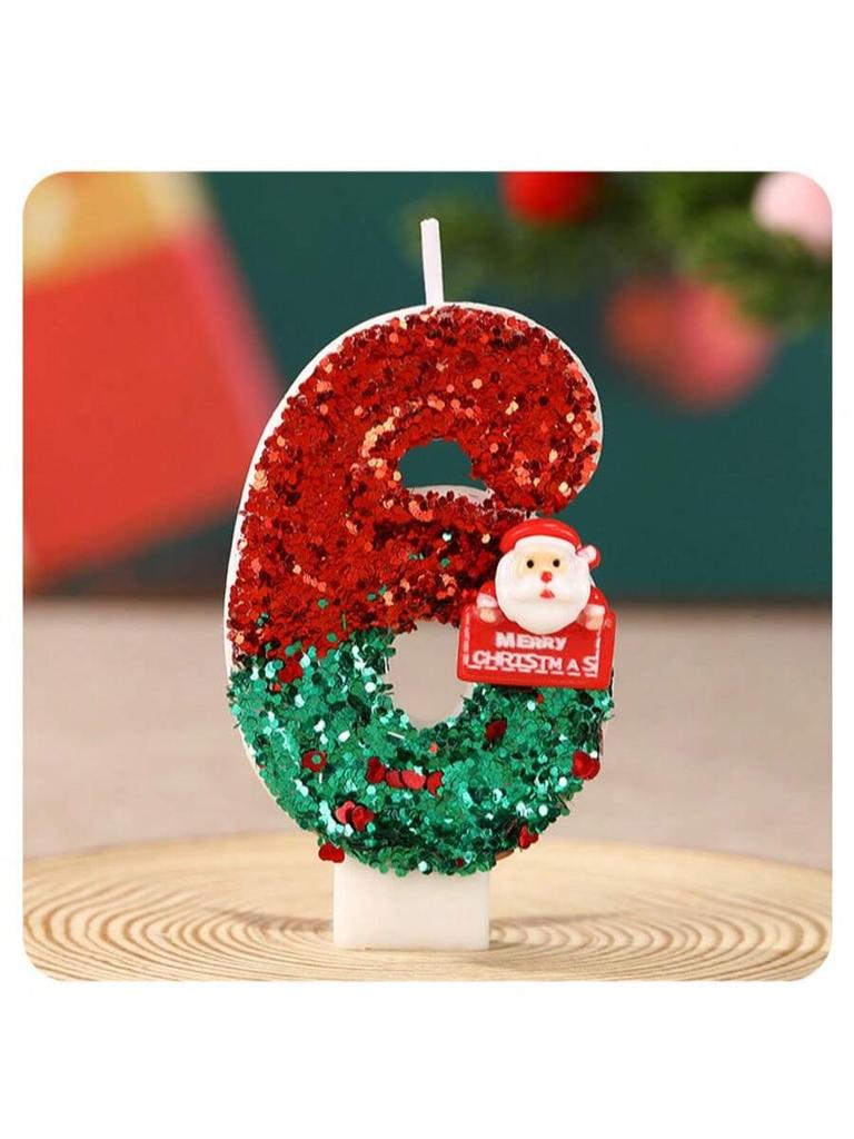 Christmas 0-9 Number Candle 3D Page Cartoon Character Children Party Cake Plug-in Birthday Cake Decoration Gift