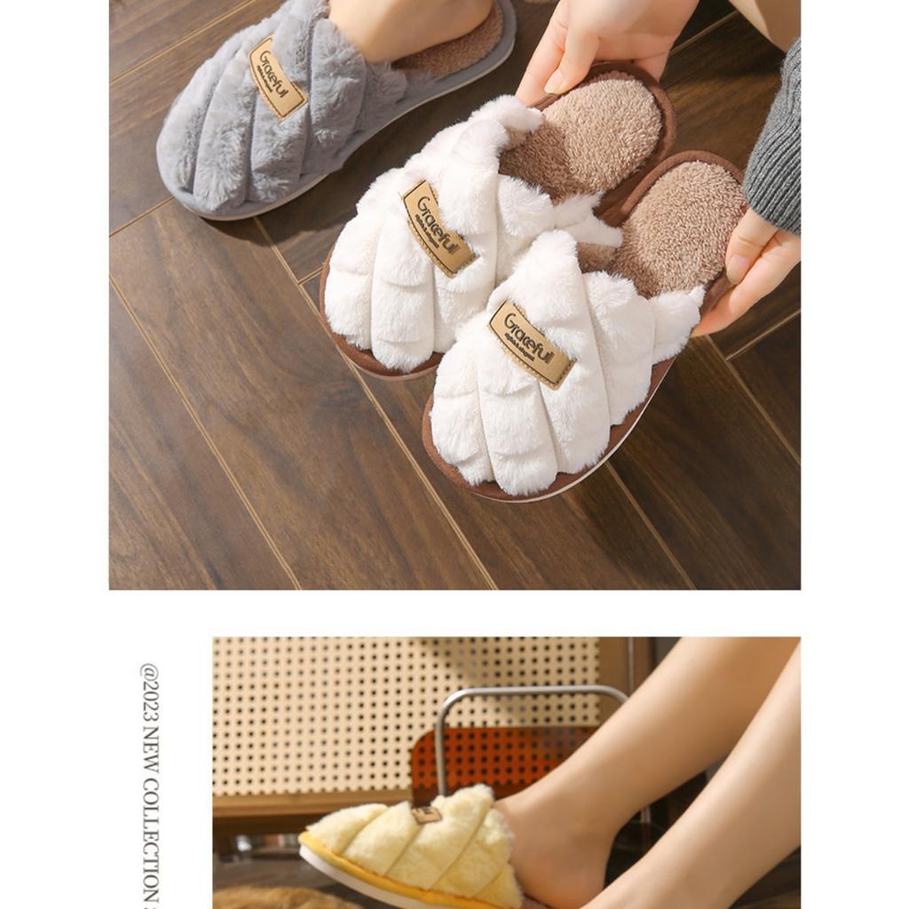 Cotton Slippers for Home Use, Couple's Slippers, Women's Shoes, Hairy Slippers, Anti Slip Winter Slippers