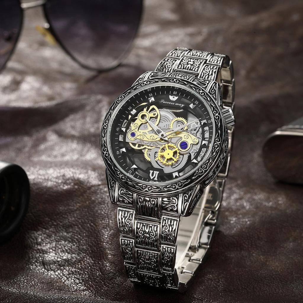 Мужские резные немеханические часы Domineering в европейском и американском стиле