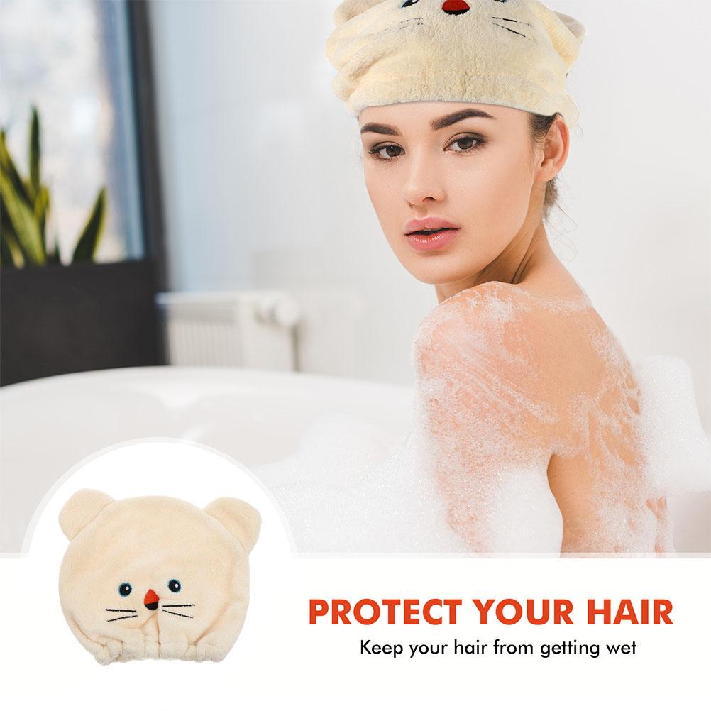 Шапочка для сушки волос из кораллового флиса, быстросохнущие полотенца для душа, удобная впитывающая повязка для волос для женщин, девушек, мультяшная