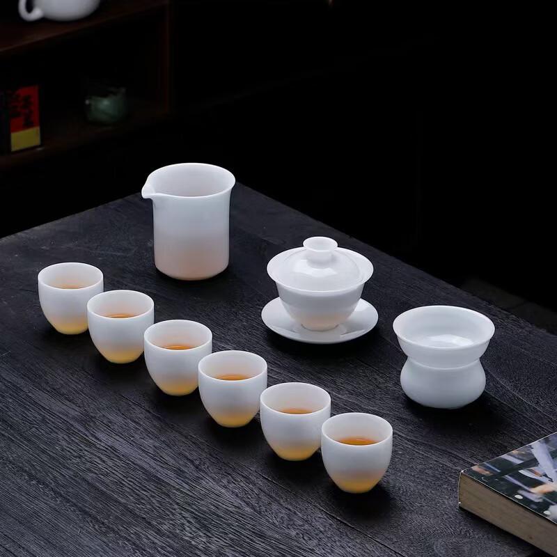 Dehua Mutton Fat Jade White Porcelain Kung Fu Tea Set