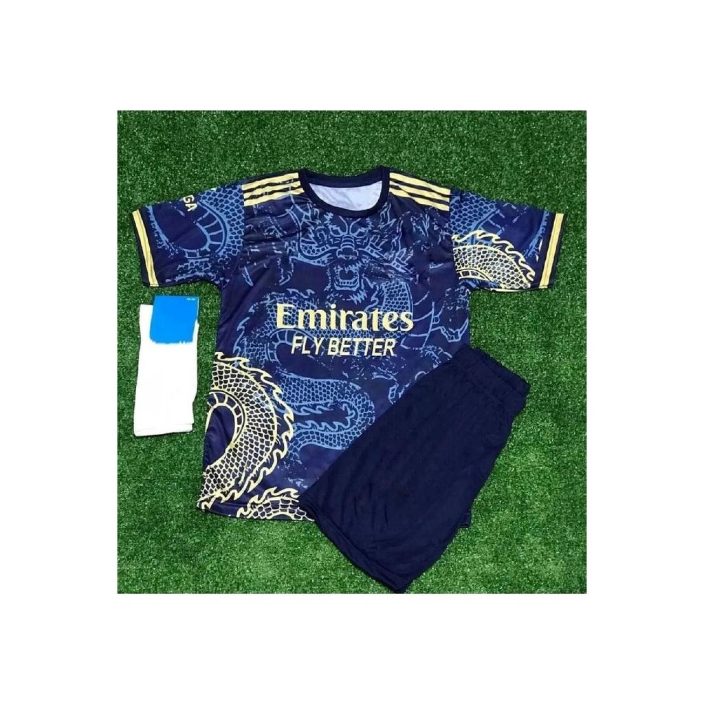 2023/24 Детский комплект футболок Роналду с рисунком дракона из 4 штук (синий)
