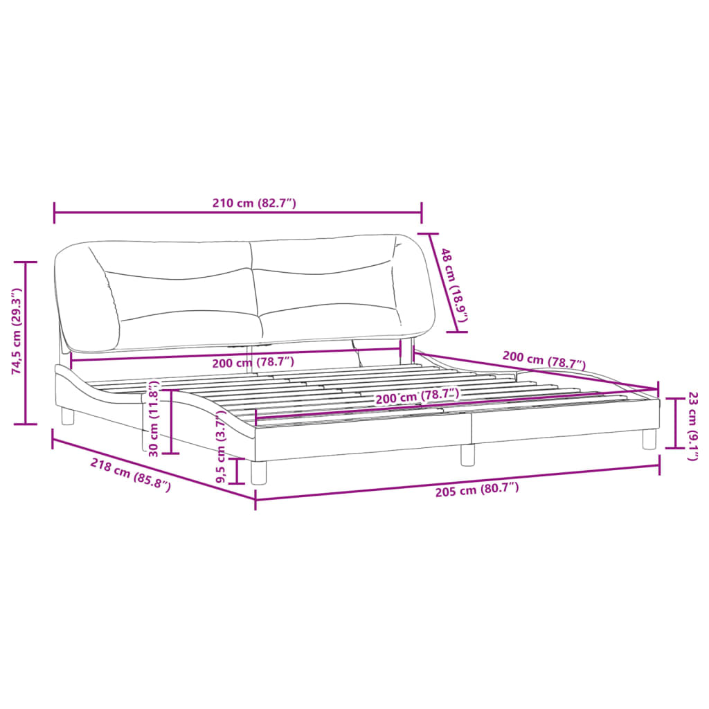 LED Bed Frame without Mattress Hvar Light Grey 200x200 cm Fabric