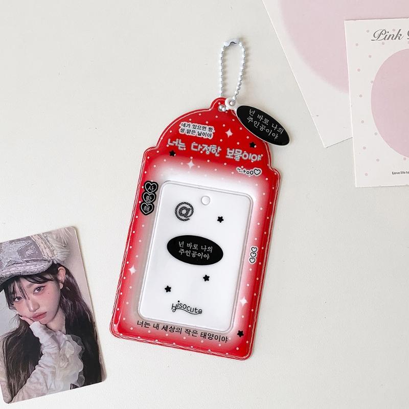 Kawaii Kpop Photocard Holder for 53x85mm PVC Card Protector with Pendant Keychain for Students Girls School Accessories Gift