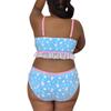 LittleForBig Bunny Lingerie Set with Star and Moon Print and Lace Cotton Size M Women's 2-Piece Ruffles, Pajamas,
