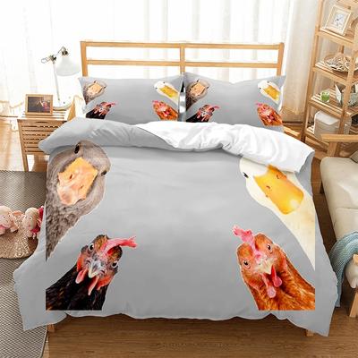 Пододеяльник с курицей King Queen Size, комплект постельного белья с милым рисунком курочки для детей, подростков, взрослых, животных на ферме, мягкий полиэстеровый чехол