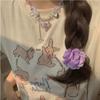 Lace-up Rope Big Flower Choker Cloth Knot Clavicle Chain Trendy Flower Necklace  Spring