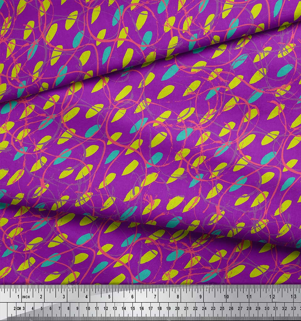 Soimoi Red Japan Crepe Satin Fabric Abstracts Abstract Print Fabric by the Metre 42 Inch