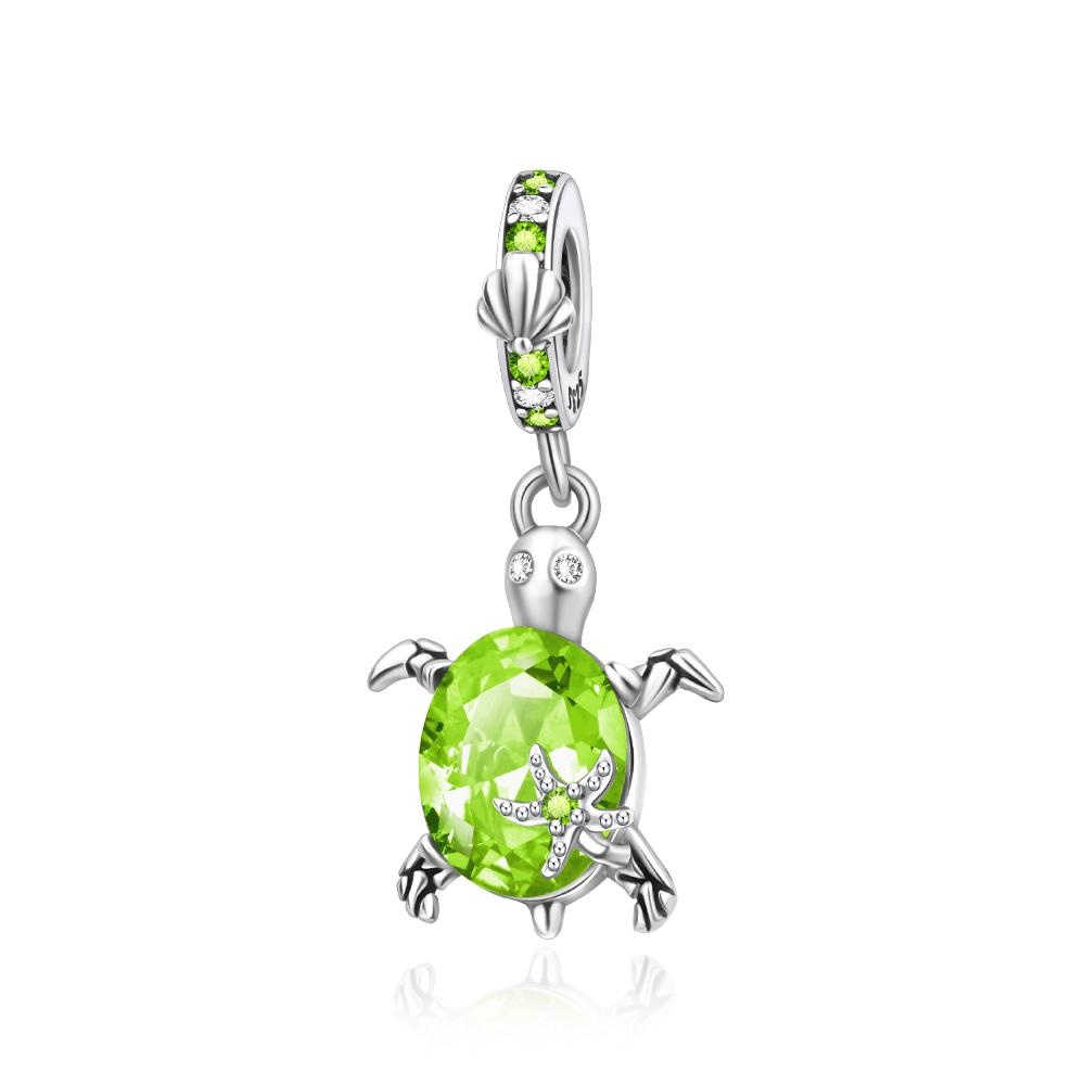 New Summer Ocean Colorful Crystal Murano Glass Sea Turtle Dangle Charm Fits Brand Bracelet Copper Fine Jewelry