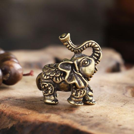 Mini Elephant Ornament Retro Solid Alloy Elephant Figurine Desktop Elephant Statue for Car